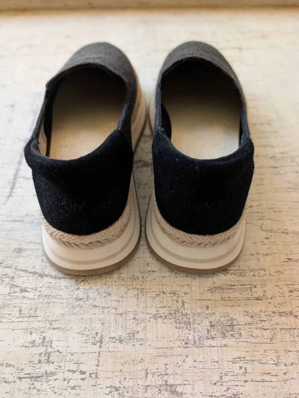 Toms Black Canvas Slip-On Espadrilles